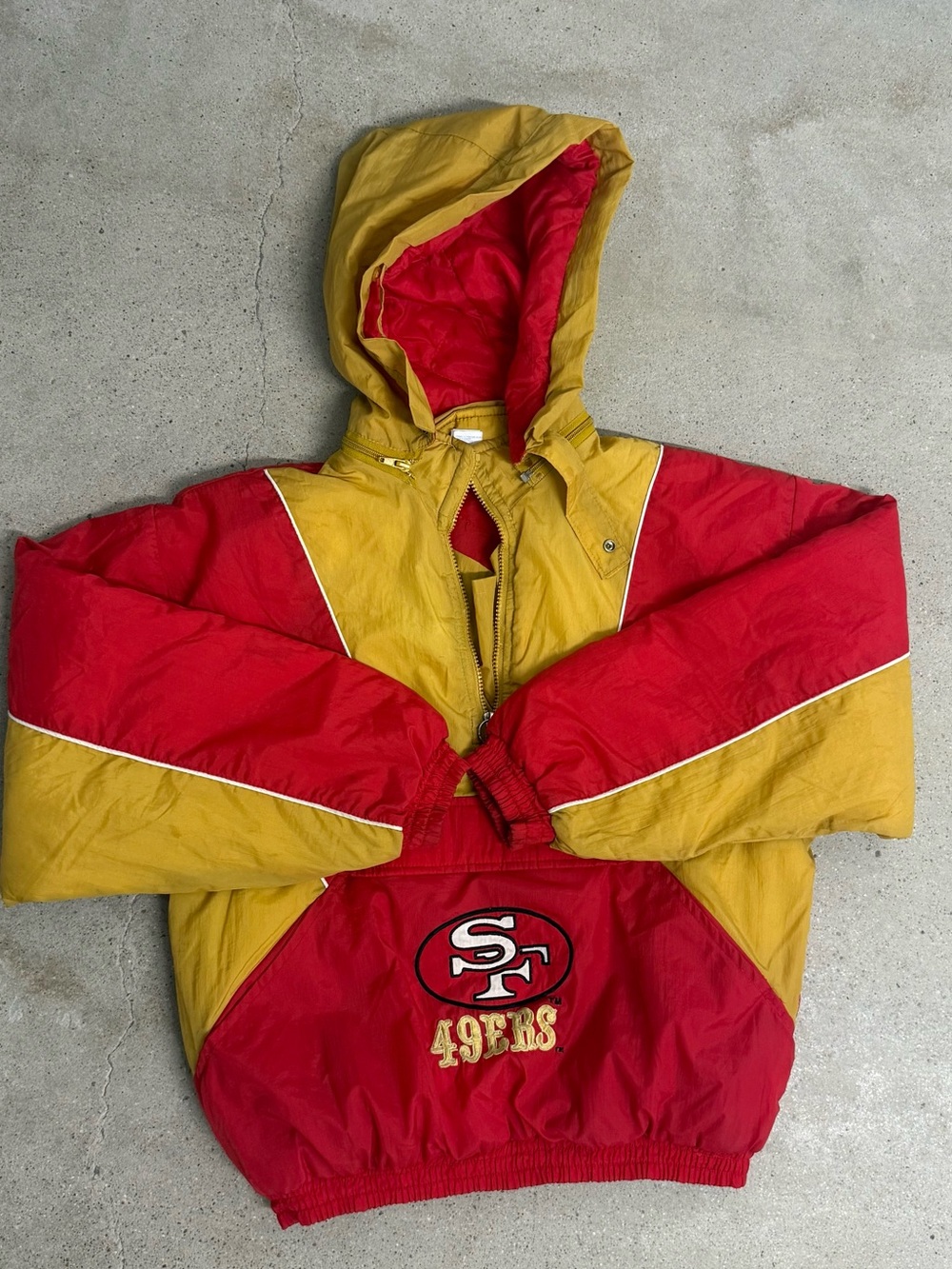 Vinatge San Francisco 49ers Kids Red & Gold Hooded Pullover Jacket
